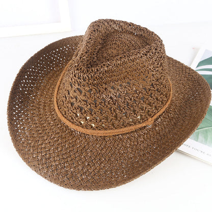 Cowboy Crochet Hat | Men's Western Summer Beach Sun Hat