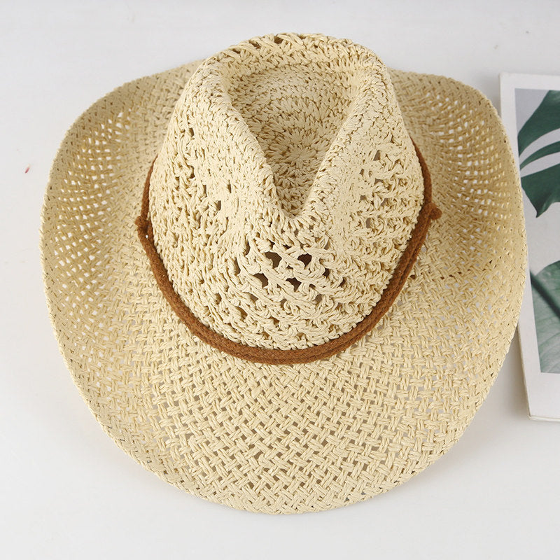 Cowboy Crochet Hat | Men's Western Summer Beach Sun Hat