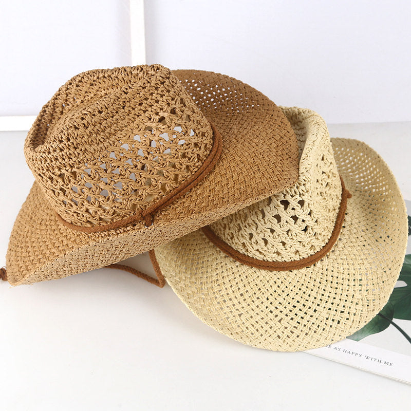 Cowboy Crochet Hat | Men's Western Summer Beach Sun Hat
