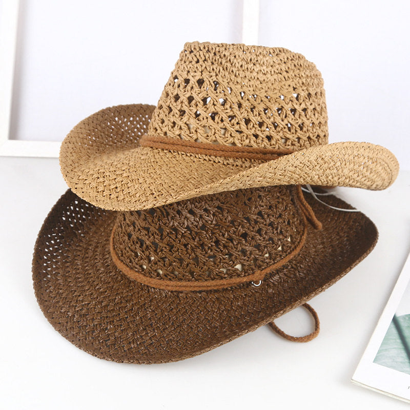 Cowboy Crochet Hat | Men's Western Summer Beach Sun Hat