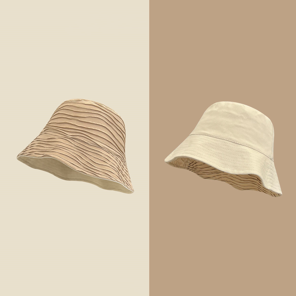 Designer Mens Bucket Hats | Unique Double-Sided Fashion Wave Pattern Sun Hat