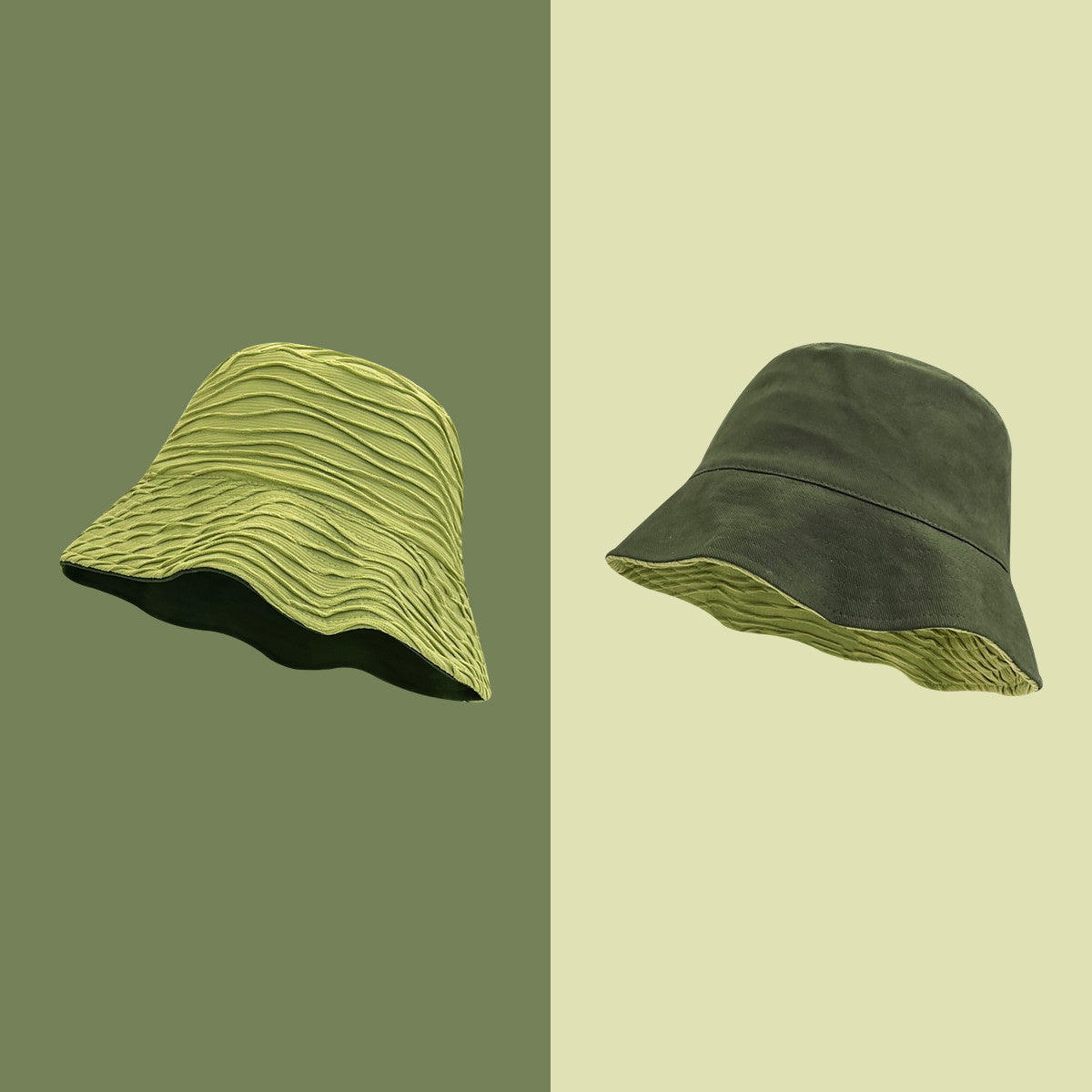Designer Mens Bucket Hats | Unique Double-Sided Fashion Wave Pattern Sun Hat