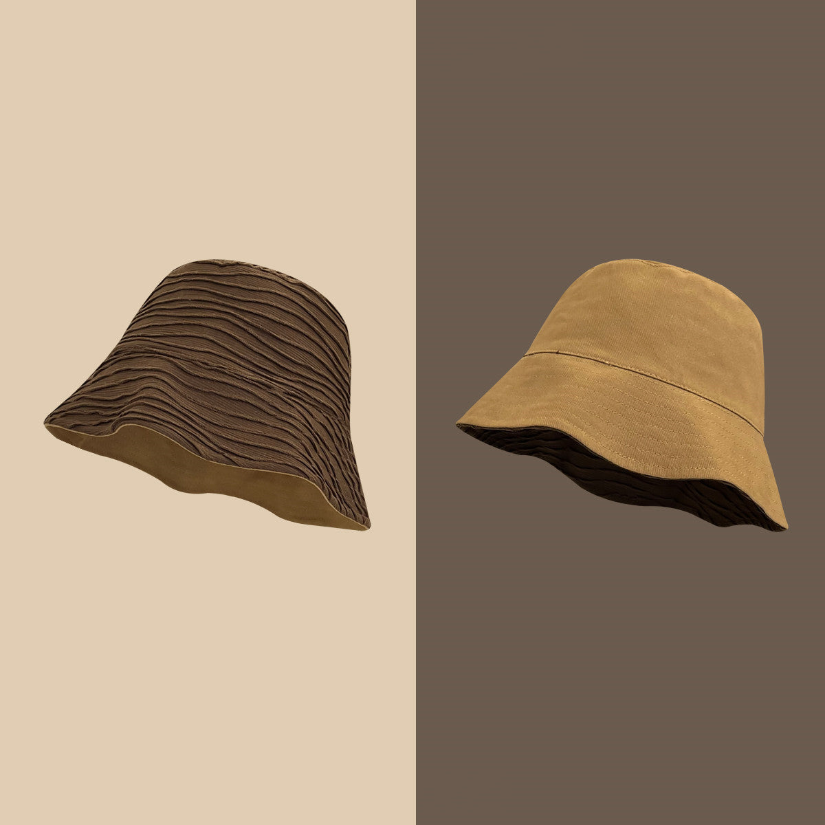 Designer Mens Bucket Hats | Unique Double-Sided Fashion Wave Pattern Sun Hat