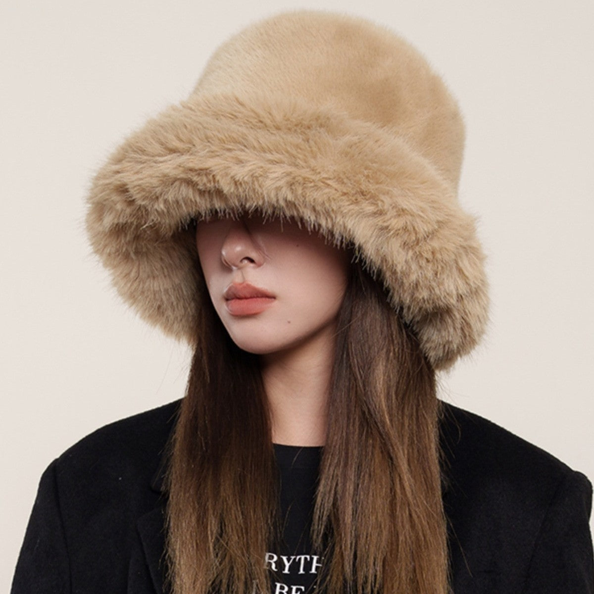 Faux Fur Bucket Hat – Cozy Winter Hat in Black, White, Beige, Gray & Brown