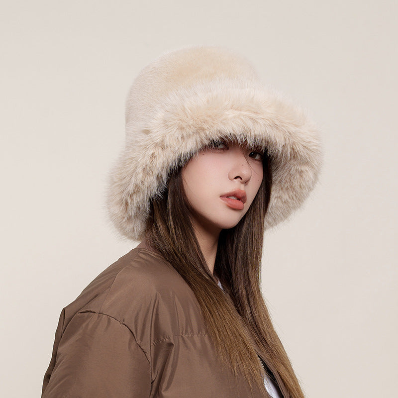 Faux Fur Bucket Hat – Cozy Winter Hat in Black, White, Beige, Gray & Brown