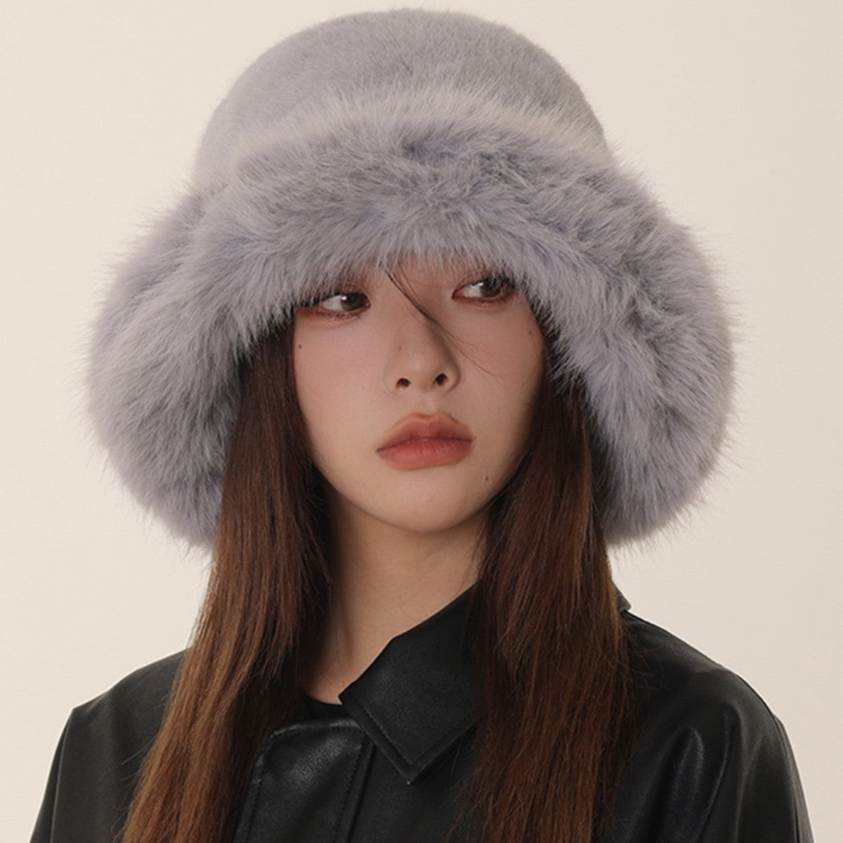 Faux Fur Bucket Hat – Cozy Winter Hat in Black, White, Beige, Gray & Brown