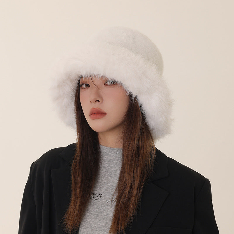 Faux Fur Bucket Hat – Cozy Winter Hat in Black, White, Beige, Gray & Brown
