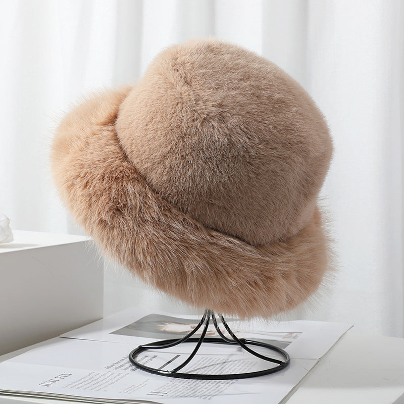 Faux Fur Bucket Hat – Cozy Winter Hat in Black, White, Beige, Gray & Brown