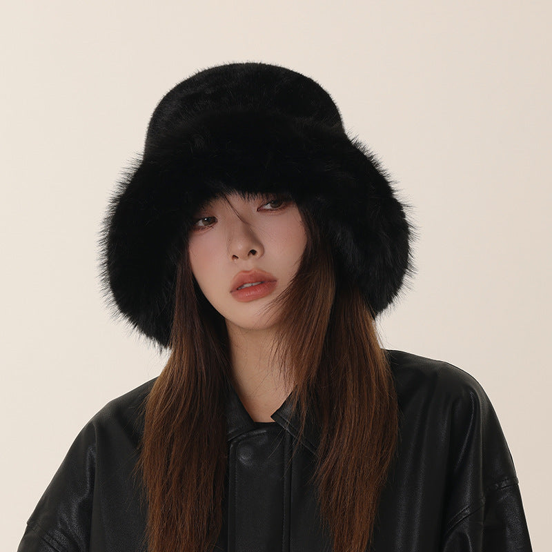 Faux Fur Bucket Hat – Cozy Winter Hat in Black, White, Beige, Gray & Brown