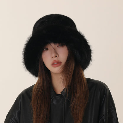 Faux Fur Bucket Hat – Cozy Winter Hat in Black, White, Beige, Gray & Brown