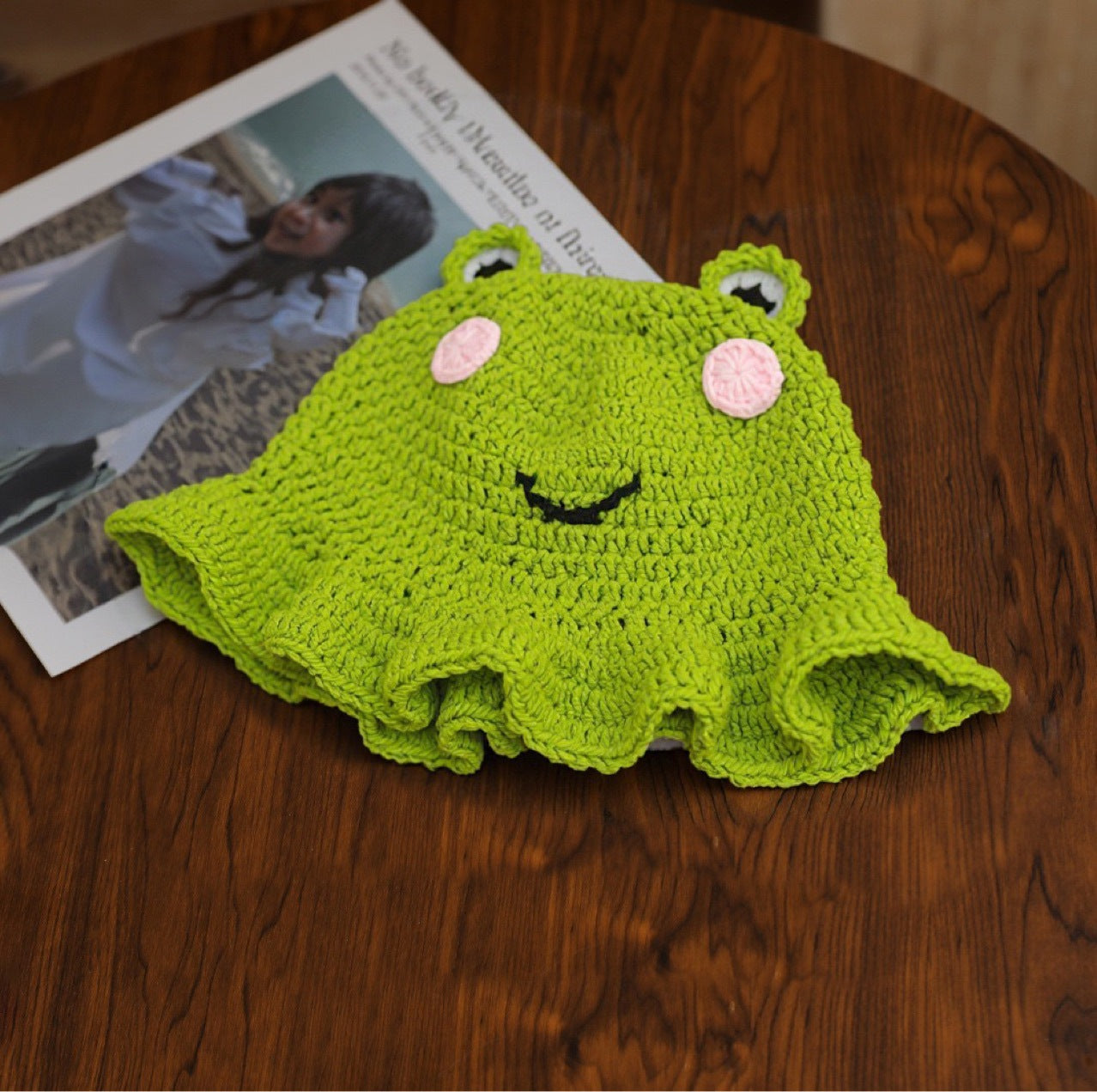Frog Crochet Bucket Hat for Students & Kids - Packable Sun Hat with Adorable Cartoon Design
