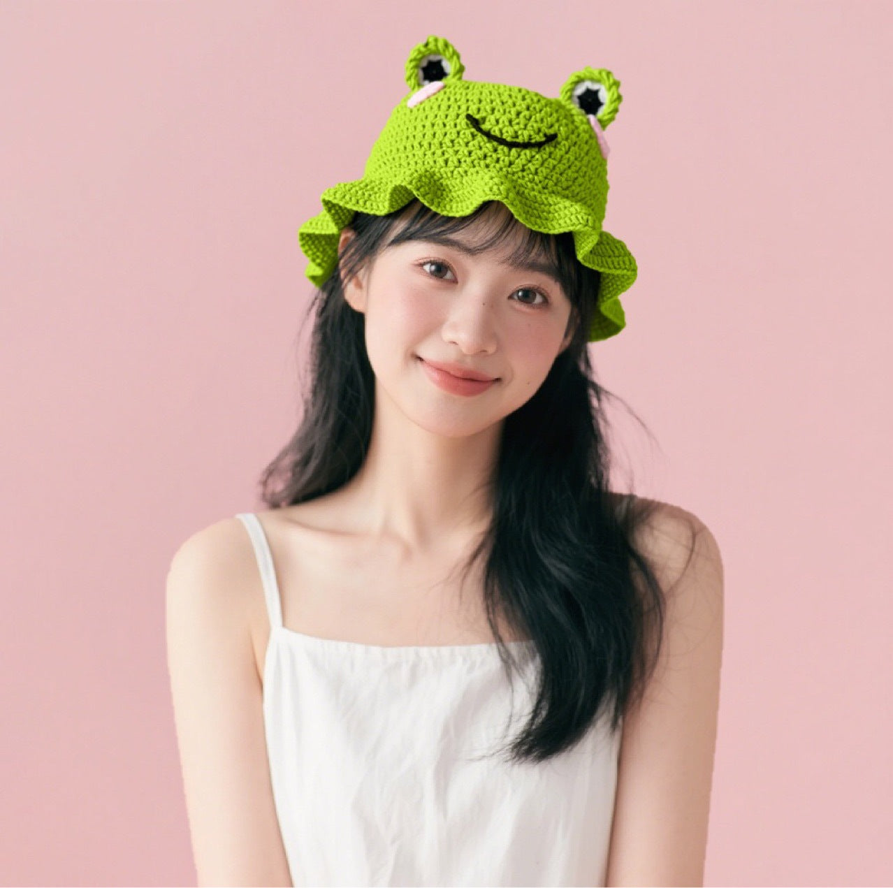 Frog Crochet Bucket Hat for Students & Kids - Packable Sun Hat with Adorable Cartoon Design
