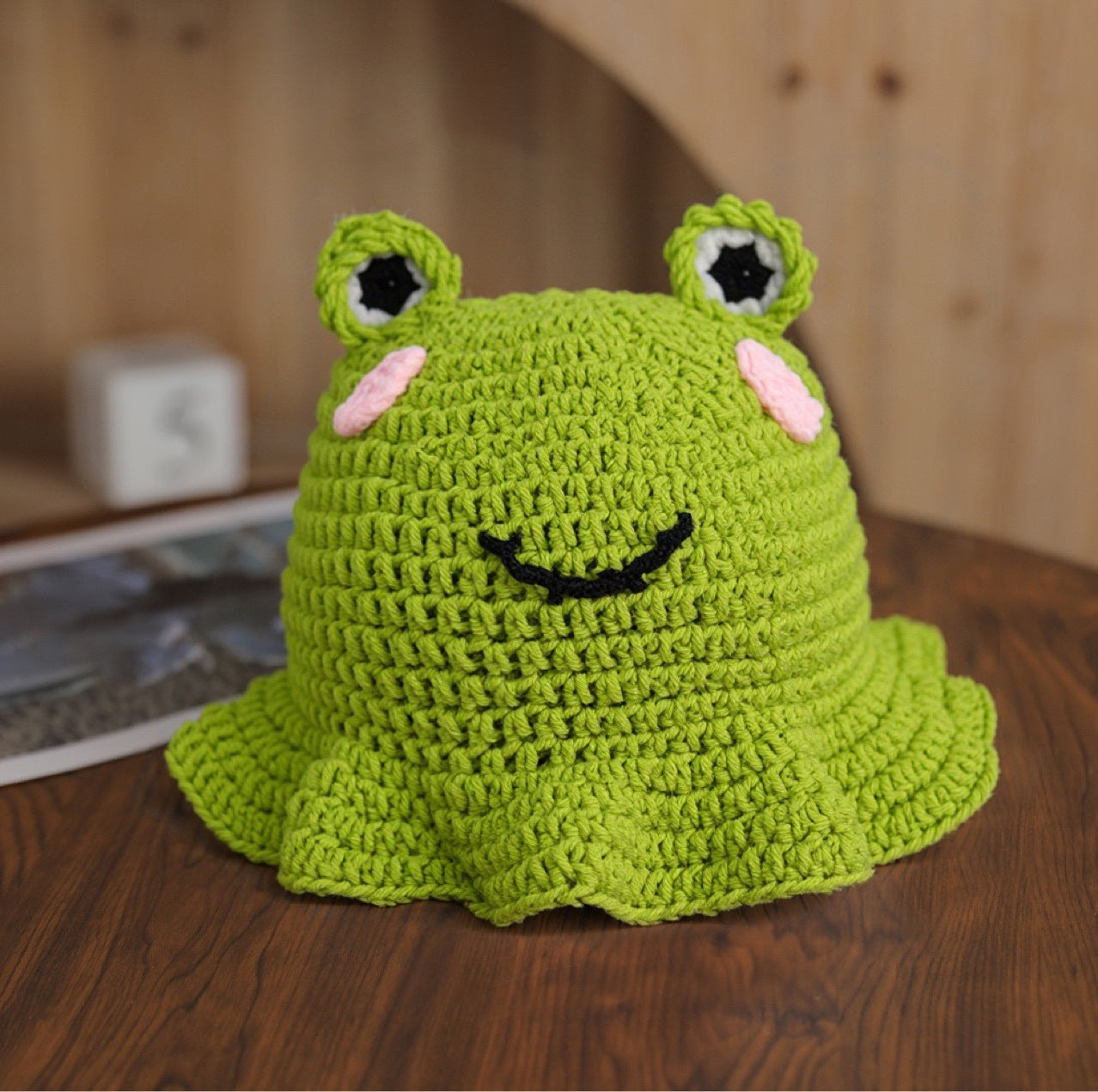 Frog Crochet Bucket Hat for Students & Kids - Packable Sun Hat with Adorable Cartoon Design