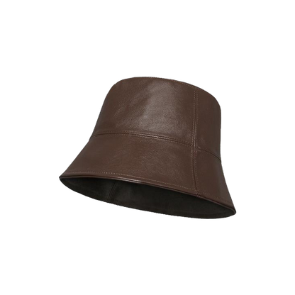 Leather Bucket Hat – Black, Off-White, Gray, Brown & Khaki