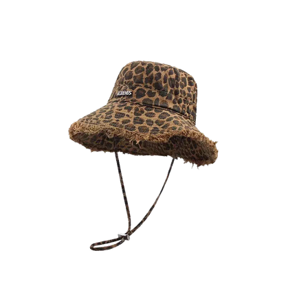 Leopard Bucket Hat for Women Wide Brim Print Sun Cap Summer UV