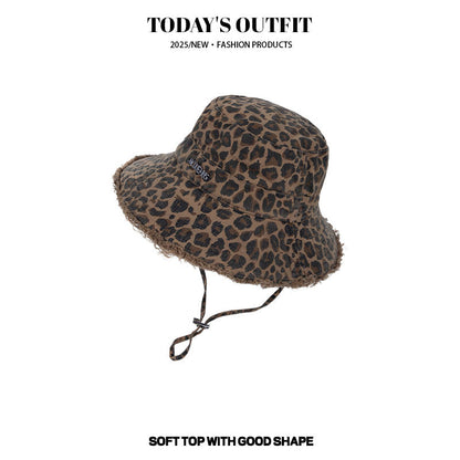 Leopard Bucket Hat for Women Wide Brim Print Sun Cap Summer UV