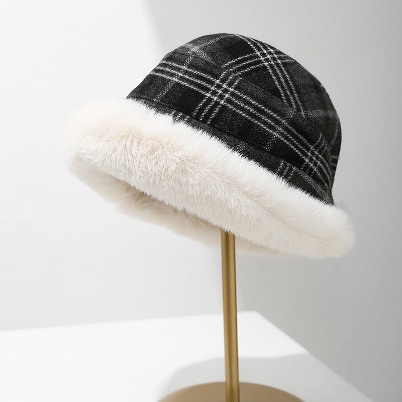 Mens Winter Bucket Hat Warm Plaid Wool Cap | Women's Winter Fisherman Style Hats