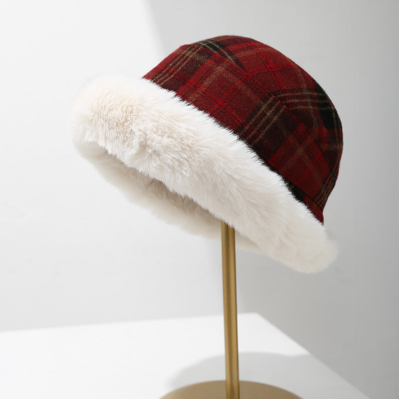 Mens Winter Bucket Hat Warm Plaid Wool Cap | Women's Winter Fisherman Style Hats