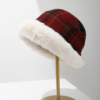Mens Winter Bucket Hat Warm Plaid Wool Cap | Women's Winter Fisherman Style Hats