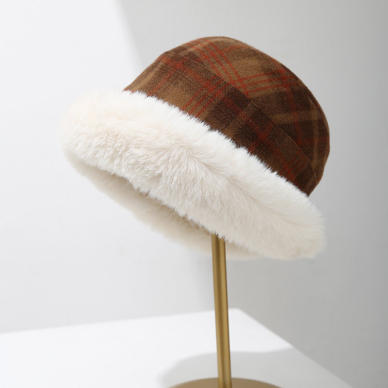 Mens Winter Bucket Hat Warm Plaid Wool Cap | Women's Winter Fisherman Style Hats