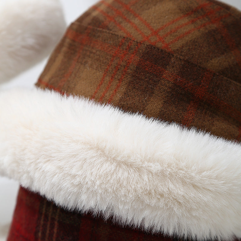 Mens Winter Bucket Hat Warm Plaid Wool Cap | Women's Winter Fisherman Style Hats