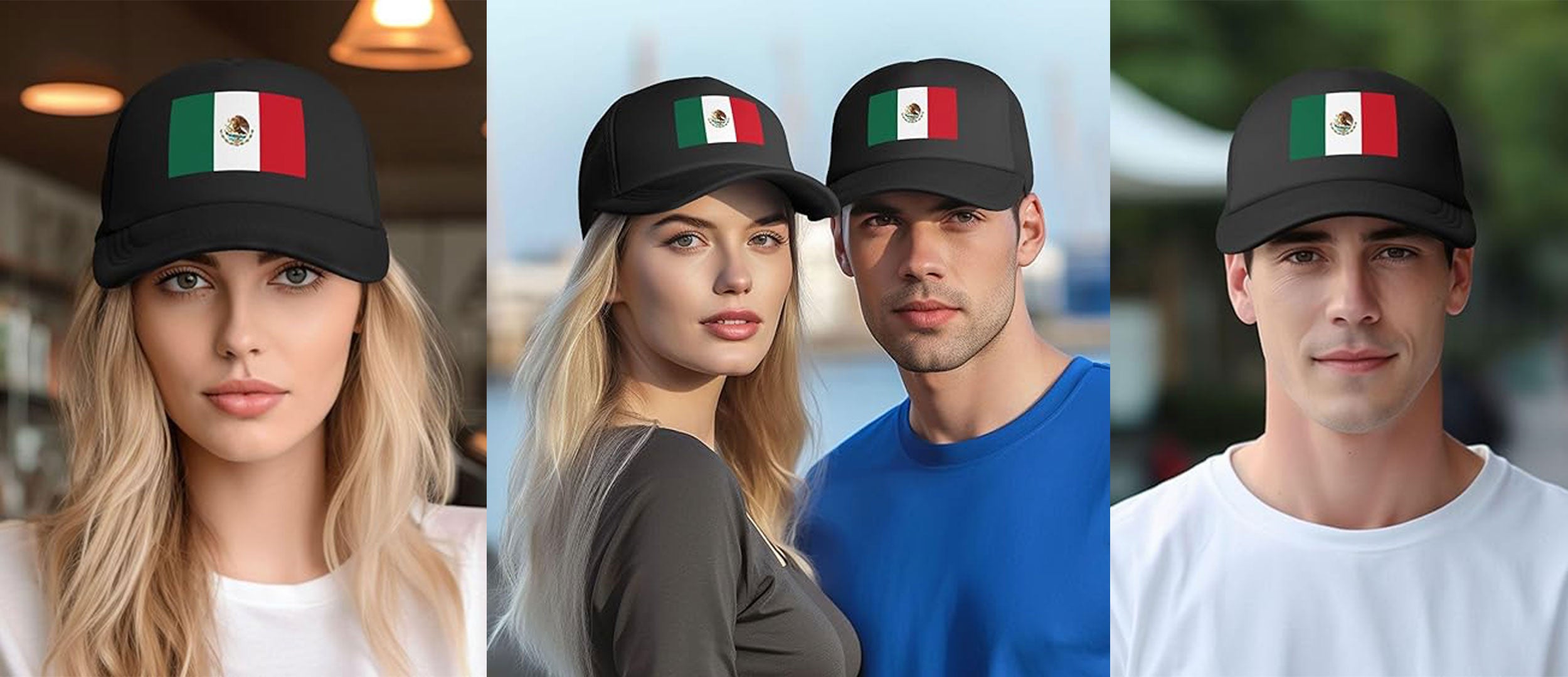 Mexico Baseball Cap Men's Snapback Flex Fit Small Shield Logo Black Hat