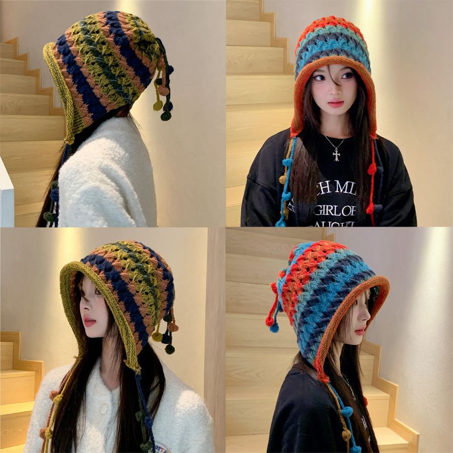 Colorful Beanie Multicolor Knit Winter Hat Soft Cozy Style Cap