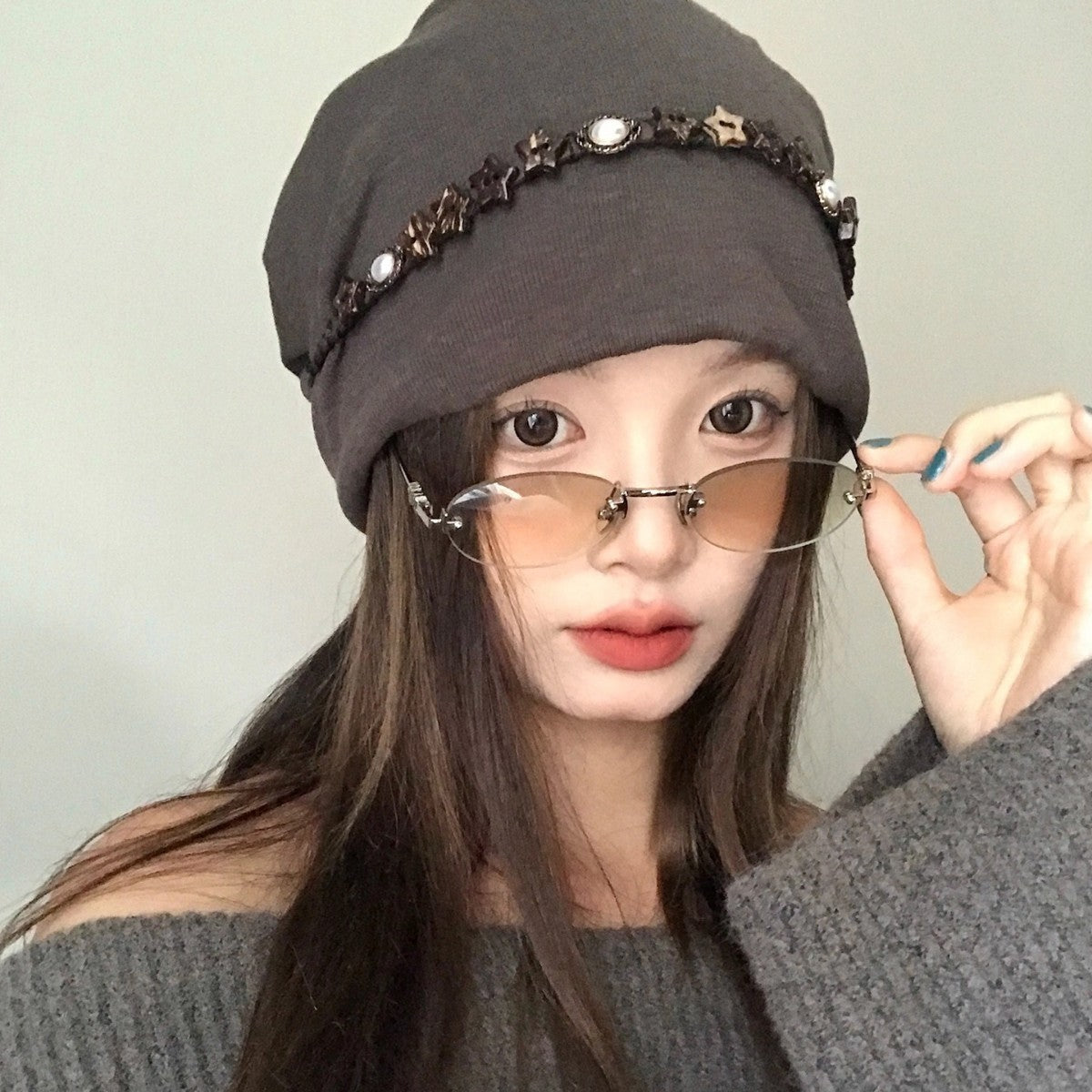 Vintage Beanie Retro Knit Winter Hat Classic Ski Style for Women