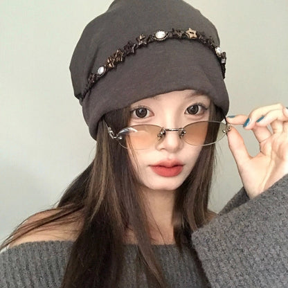 Vintage Beanie Retro Knit Winter Hat Classic Ski Style for Women