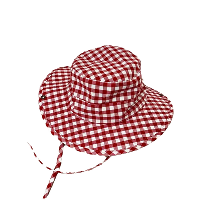 Red and White Bucket Hat – Classic Checkered Design for Men and Women