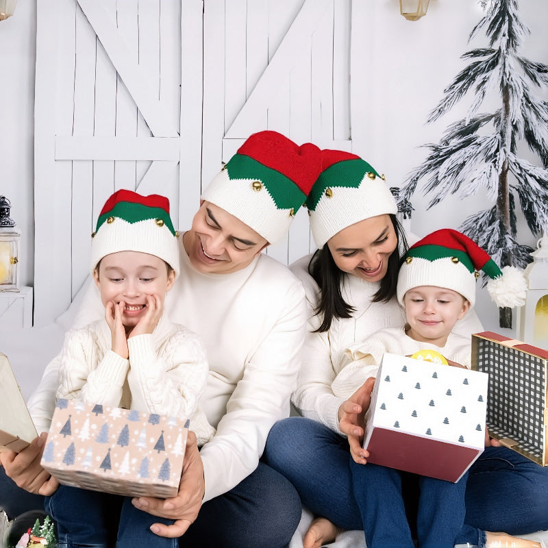 Santa Hats for Adults Womens Mens Knit Claus Winter Bell Pom Party Cap