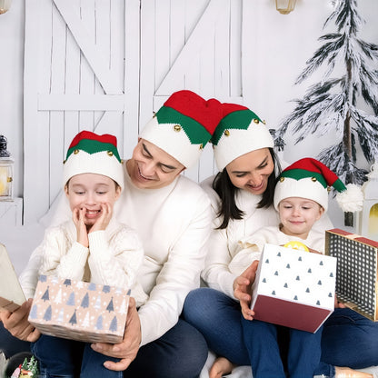 Santa Hats for Adults Womens Mens Knit Claus Winter Bell Pom Party Cap