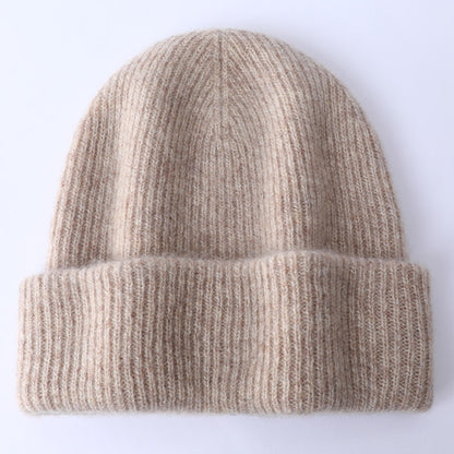 Grey Wool Beanie Soft Knit Winter Hat Polo Style Cap for Men