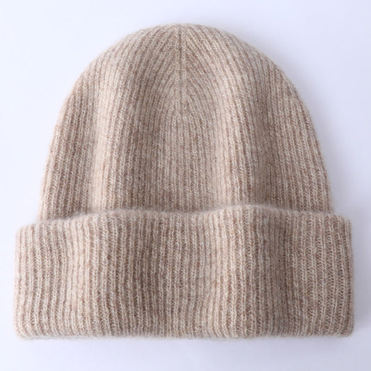 Grey Wool Beanie Soft Knit Winter Hat Polo Style Cap for Men