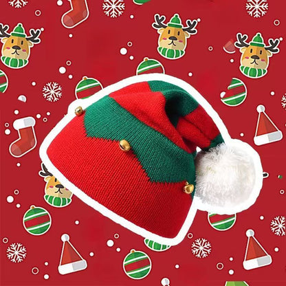 Santa Hats for Adults Womens Mens Knit Claus Winter Bell Pom Party Cap