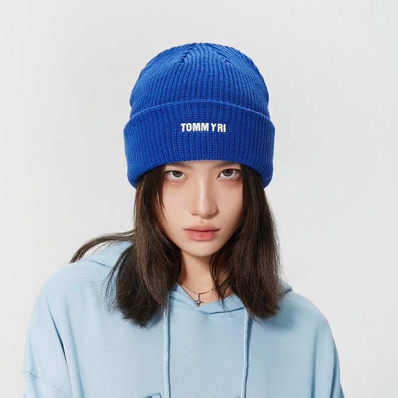 Blue Beanie Knit Winter Hat Classic Style for Men and Women