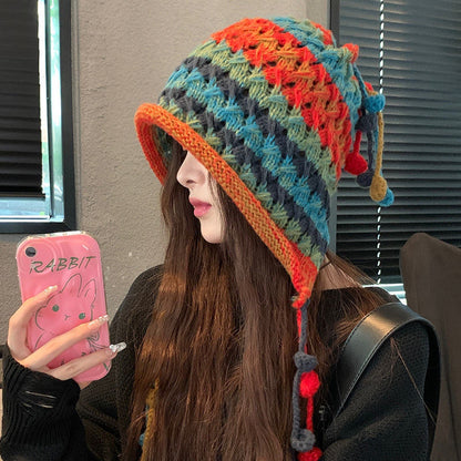 Colorful Beanie Multicolor Knit Winter Hat Soft Cozy Style Cap