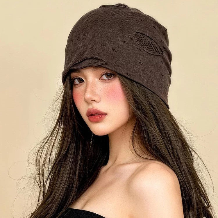 Distressed Beanie Vintage Knit Winter Hat Casual Street Style