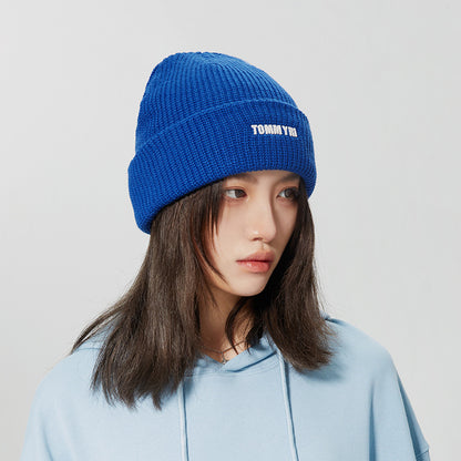 Blue Beanie Knit Winter Hat Classic Style for Men and Women