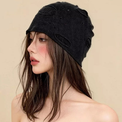 Distressed Beanie Vintage Knit Winter Hat Casual Street Style