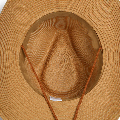 Straw Fishing Hat Wide Brim Breathable Foldable Outdoor Sun Hat for Men