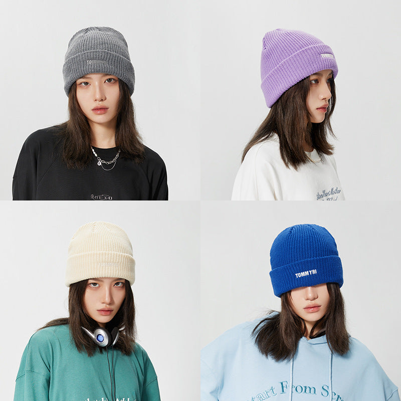 Blue Beanie Knit Winter Hat Classic Style for Men and Women