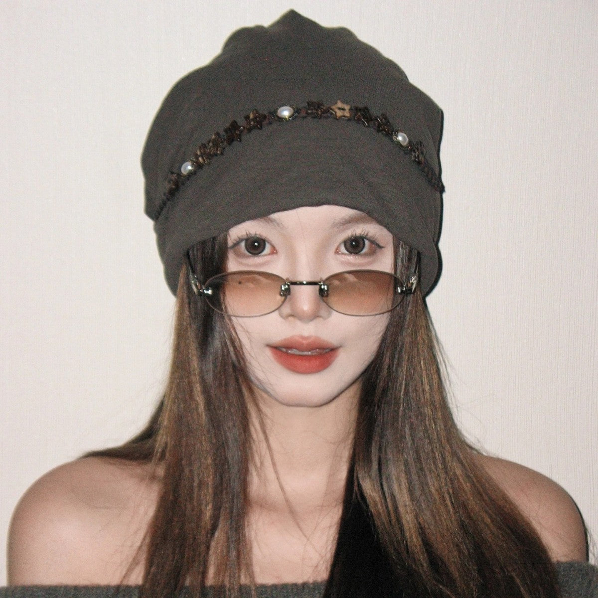 Vintage Beanie Retro Knit Winter Hat Classic Ski Style for Women