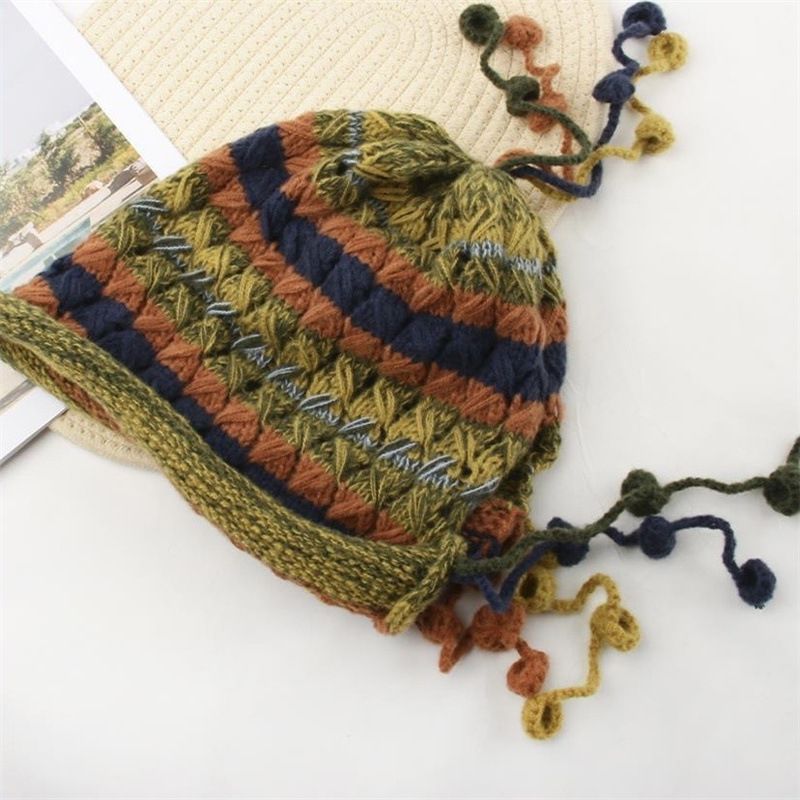 Colorful Beanie Multicolor Knit Winter Hat Soft Cozy Style Cap