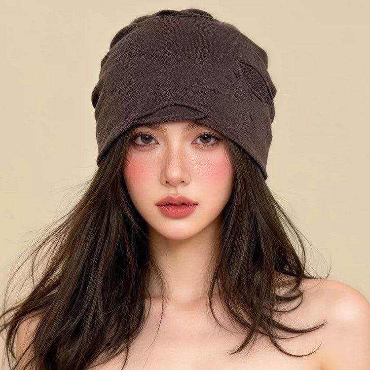 Distressed Beanie Vintage Knit Winter Hat Casual Street Style