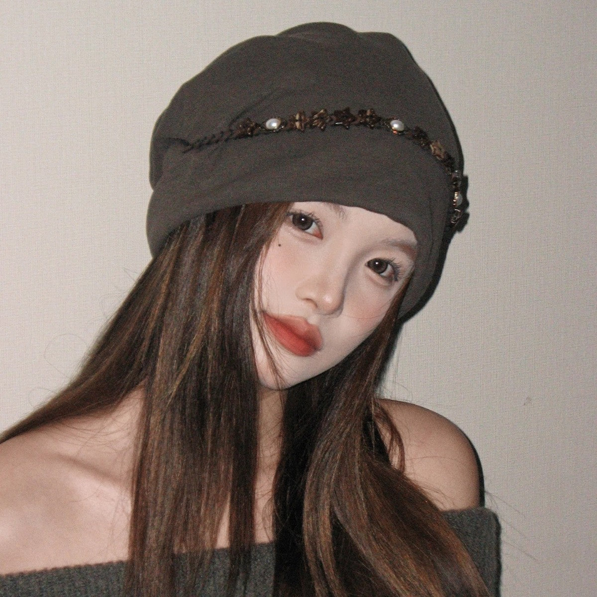 Vintage Beanie Retro Knit Winter Hat Classic Ski Style for Women