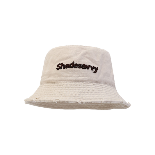Off-White Embroidered Bucket Hat – Customizable Cotton Sun Hat for Men & Women