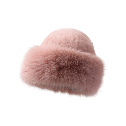 Pink Fur Bucket Hat – Soft Faux Fur Winter Hat for Women