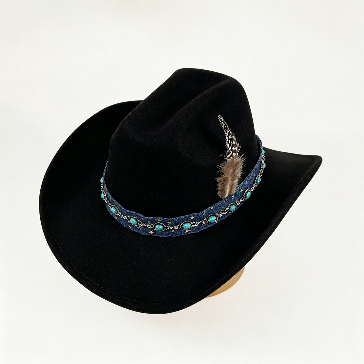 Purple Cowboy Hat Vintage Embroidered Western Style Wide Brim