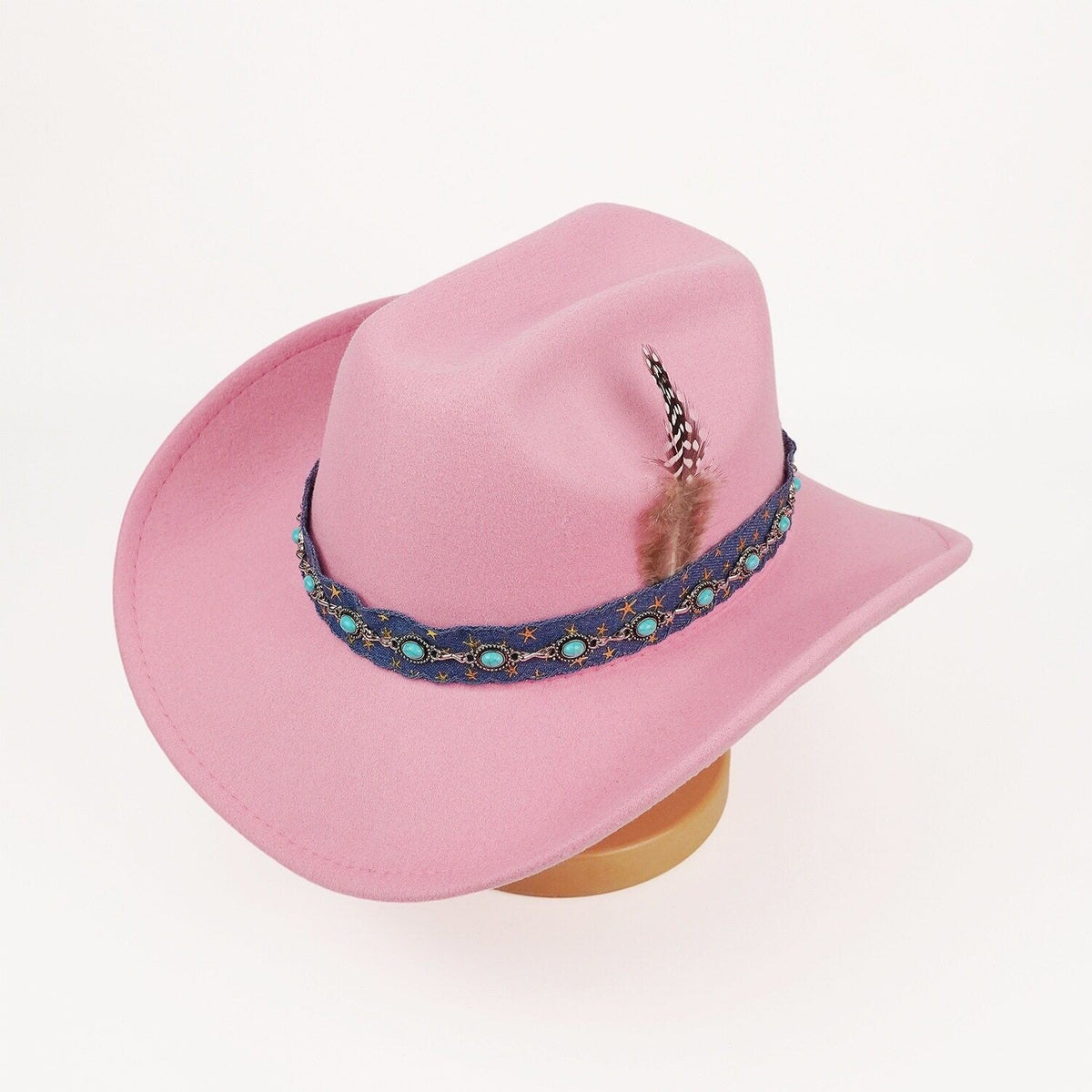 Purple Cowboy Hat Vintage Embroidered Western Style Wide Brim